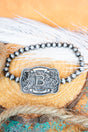 TIPI Branded Buckle 'B' Silver Pearl Bracelet - Wholesale Accessory Market