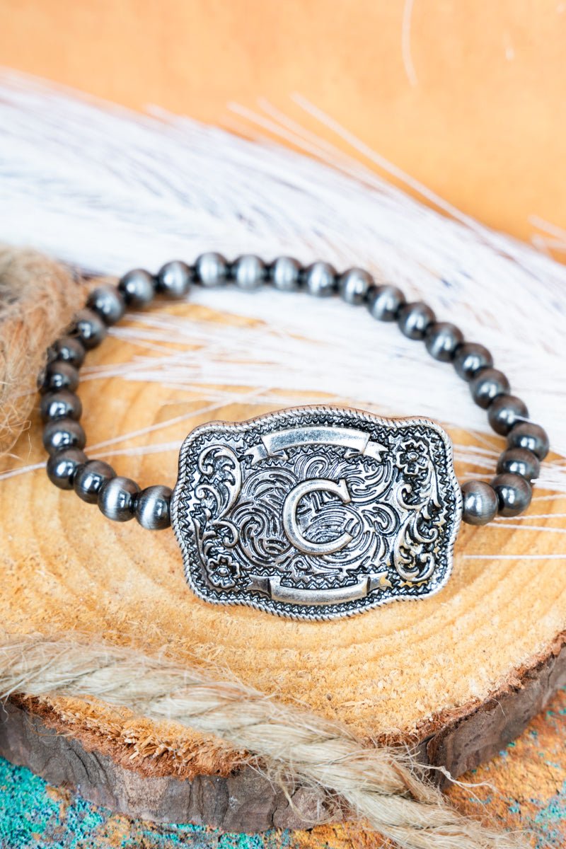 TIPI Branded Buckle 'C' Silver Pearl Bracelet - Wholesale Accessory Market