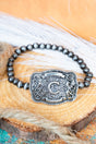 TIPI Branded Buckle 'C' Silver Pearl Bracelet - Wholesale Accessory Market