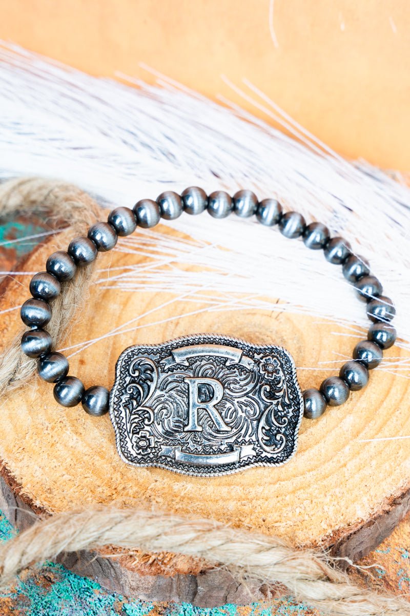 TIPI Branded Buckle 'R' Silver Pearl Bracelet - Wholesale Accessory Market