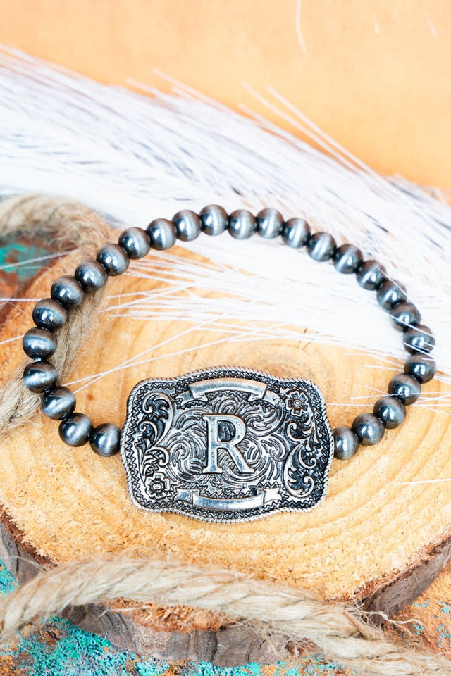 TIPI Branded Buckle 'R' Silver Pearl Bracelet - Wholesale Accessory Market