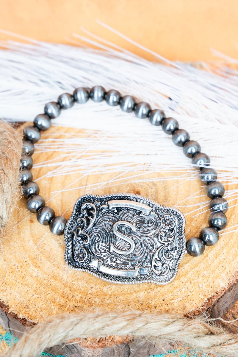 TIPI Branded Buckle 'S' Silver Pearl Bracelet - Wholesale Accessory Market