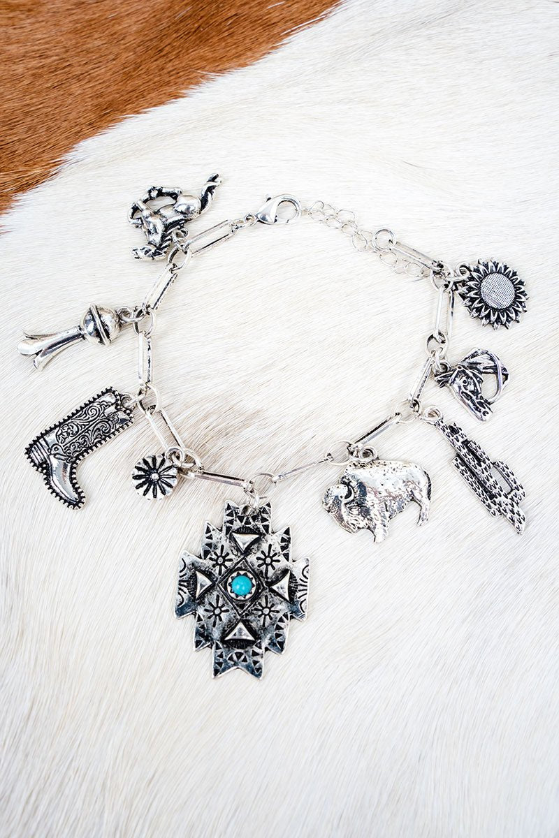 TIPI Rio Rancho Turquoise & Silvertone Charm Bracelet - Wholesale Accessory Market