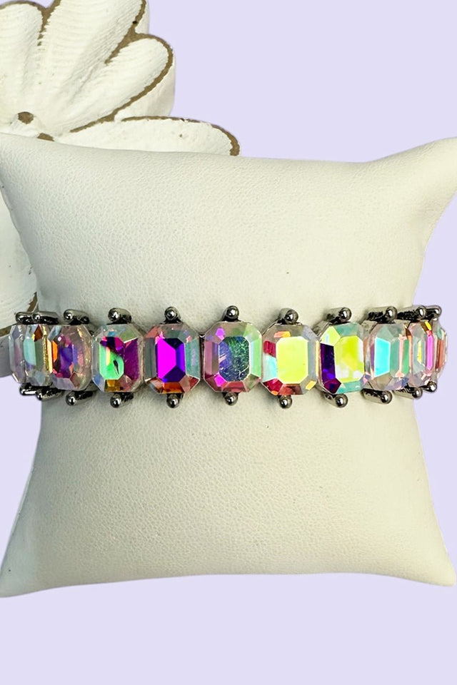 TIPI Sunset Shimmer Iridescent Silvertone Stretch Bracelet - Wholesale Accessory Market