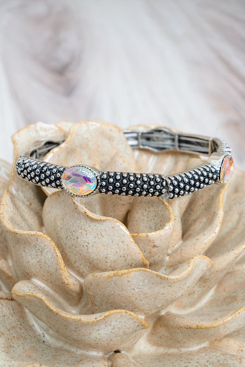 TIPI Iridescent Canyon Couture Silvertone Stretch Bracelet - Wholesale Accessory Market