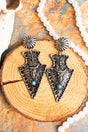 TIPI Steer Arrow Head Silvertone Earrings - Wholesale Accessory Market