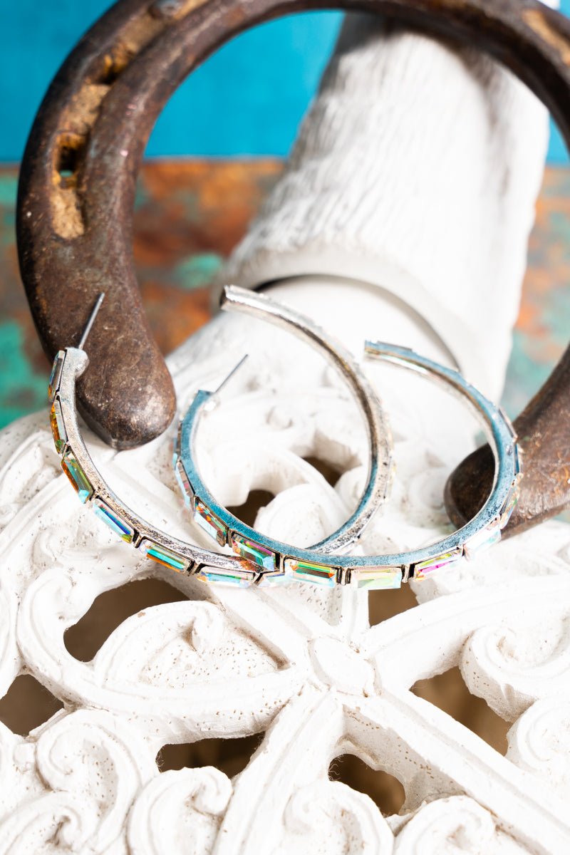 TIPI Social Circle Iridescent Crystal Hoop Earrings - Wholesale Accessory Market