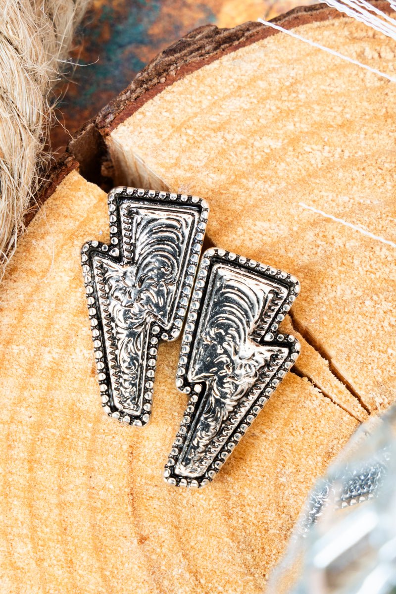 TIPI Thunderbolt Junction Silvertone Earrings - Wholesale Accessory Market
