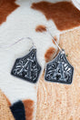 TIPI Cattle Tag 'A' Silvertone Earrings - Wholesale Accessory Market