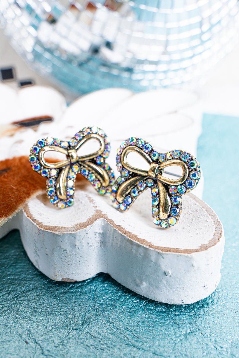 Samwon Trading Wholesale Iridescent Crystal Coquette Goldtone Earrings Wholesale Accessory Market