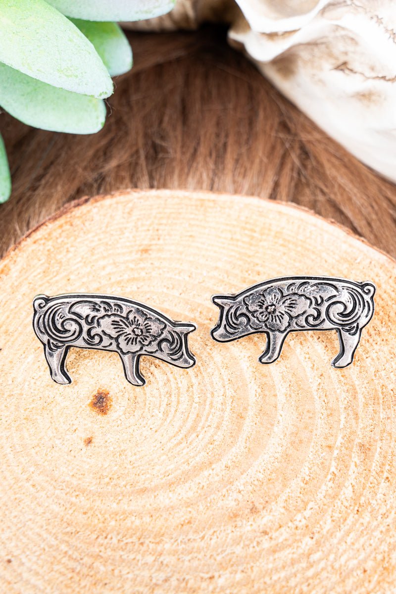 TIPI Penelope Pig Silvertone Earrings - Wholesale Accessory Market