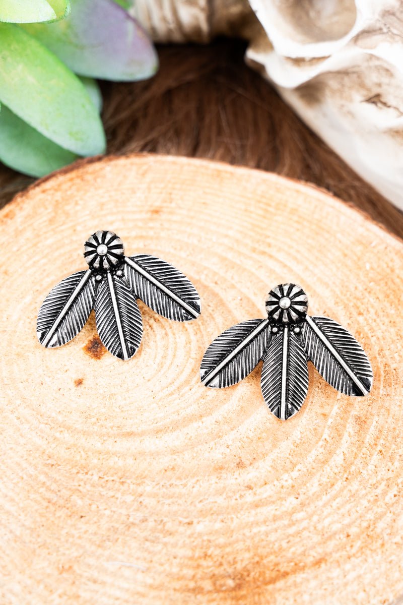TIPI Silvertone Feather Trio Earrings - Wholesale Accessory Market