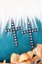 TIPI Iridescent Crystal Studded Carmen Cross Silvertone Earrings - Wholesale Accessory Market