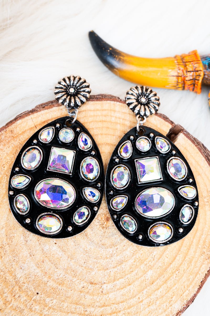 TIPI Iridescent Starlight Stampede Silvertone Teardrop Earrings - Wholesale Accessory Market
