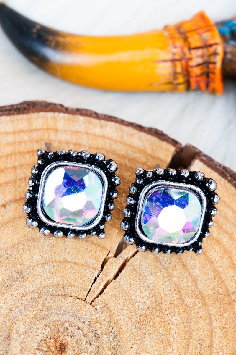 TIPI Iridescent Sadie Springs Silvertone Stud Earrings - Wholesale Accessory Market