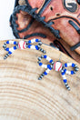TIPI Blue & White Baseball Bow Earrings - Wholesale Accessory Market