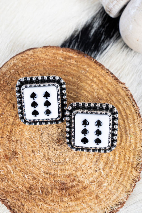 TIPI Fortune's Edge Spade Dice Silvertone Earrings - Wholesale Accessory Market