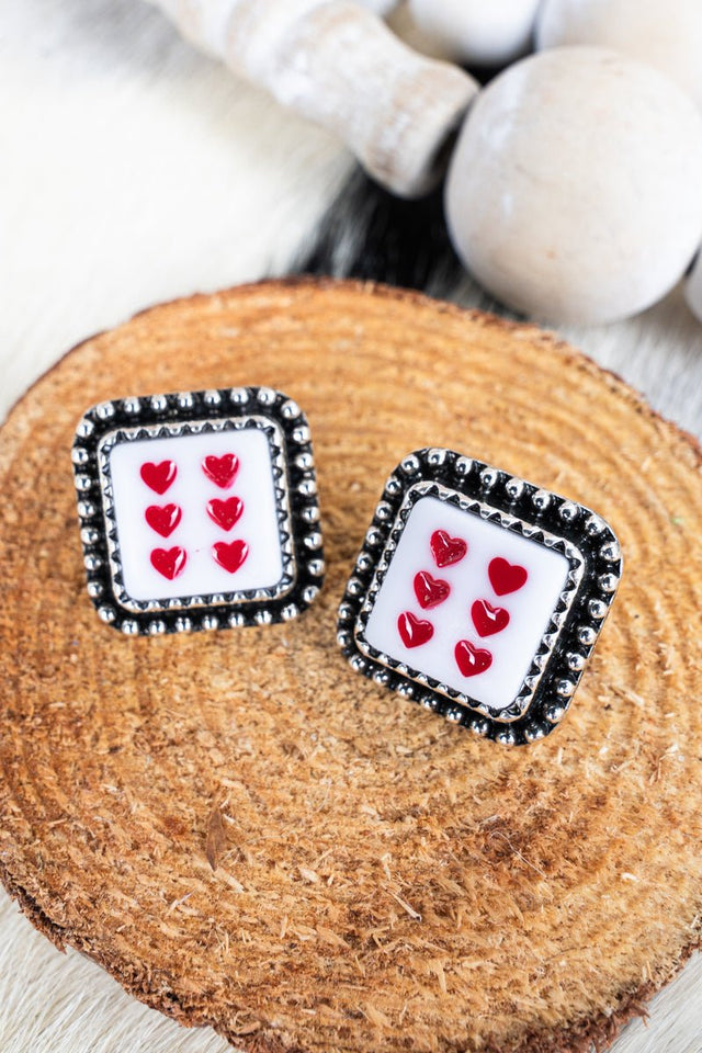 TIPI Fortune's Edge Heart Dice Silvertone Earrings - Wholesale Accessory Market