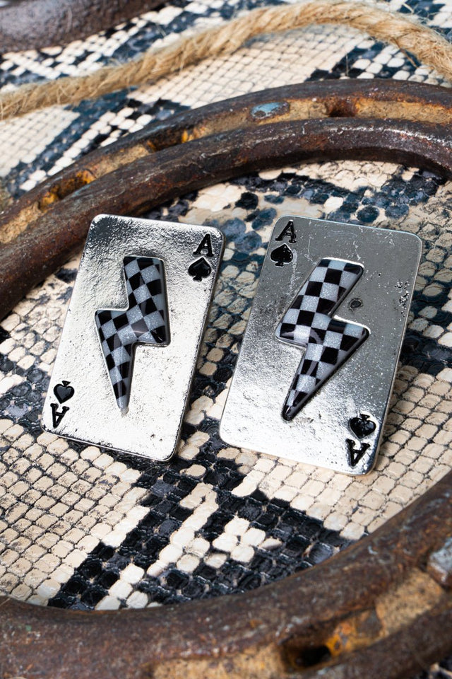 TIPI Black & White Electric Ace Silvertone Earrings - Wholesale Accessory Market