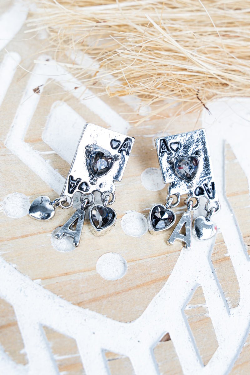 TIPI The Winning Heart Smoke Crystal and Silvertone Earrings - Wholesale Accessory Market