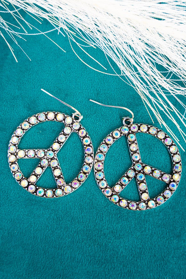 TIPI Iridescent Starlit Peace Silvertone Earrings - Wholesale Accessory Market