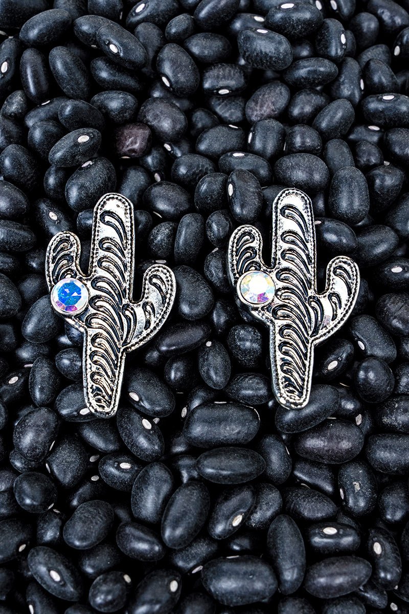 TIPI Iridescent Clifton Cactus Silvertone Earrings - Wholesale Accessory Market