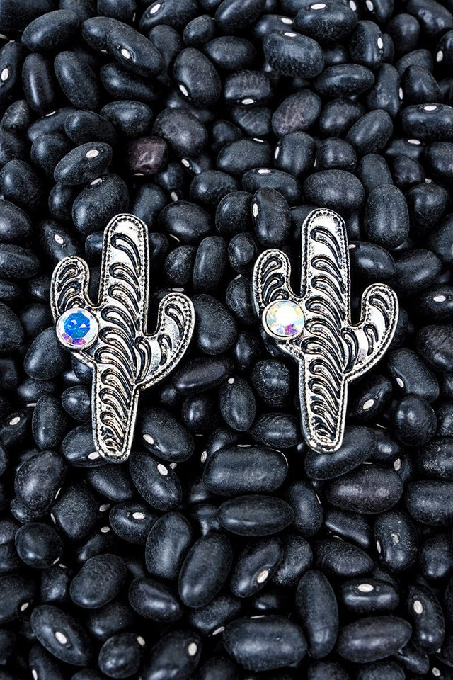 TIPI Iridescent Clifton Cactus Silvertone Earrings - Wholesale Accessory Market