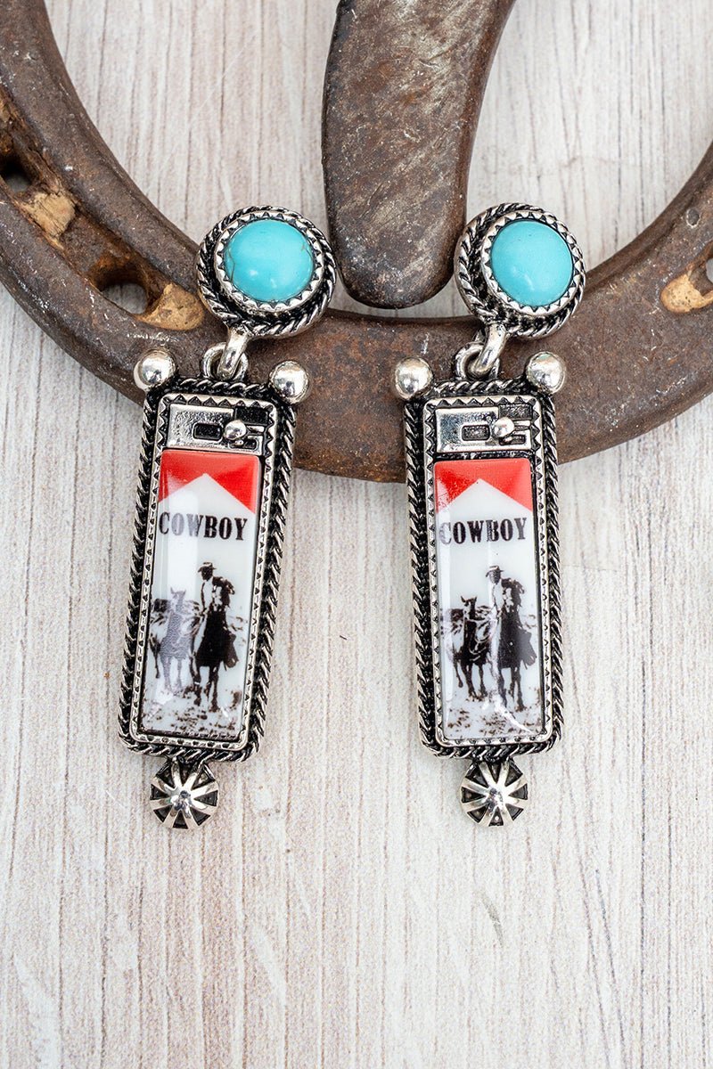 TIPI Cowboy Lighter Silvertone Earrings - Wholesale Accessory Market