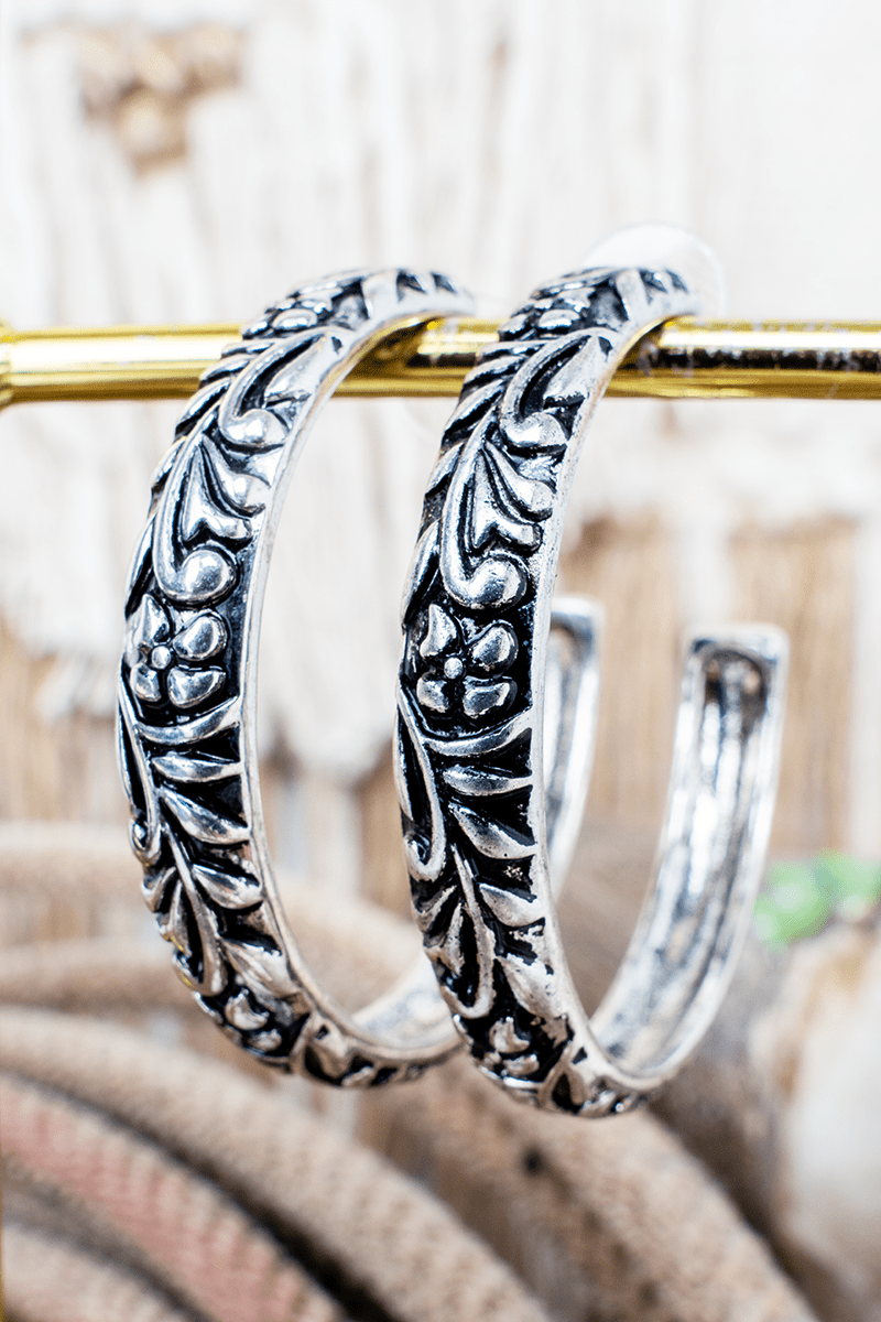 TIPI Stonebloom Silvertone Hoop Earrings - Wholesale Accessory Market