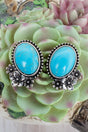 TIPI Turquoise Main Event Blooms Silvertone Earrings - Wholesale Accessory Market