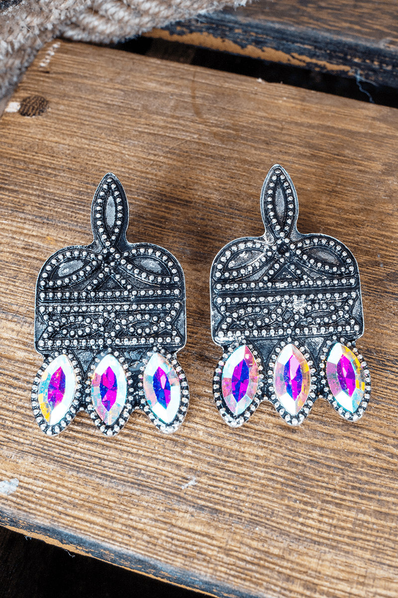 TIPI Iridescent Lusterline Silvertone Earrings - Wholesale Accessory Market