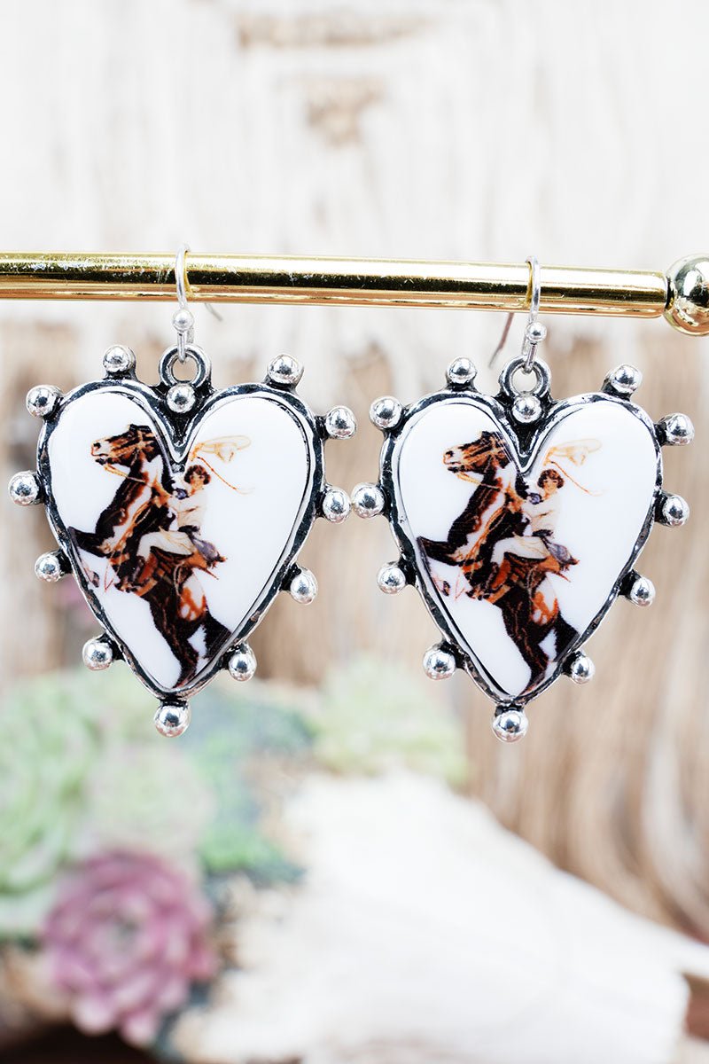 TIPI Rider's Heart Silvertone Studded Earrings - Wholesale Accessory Market