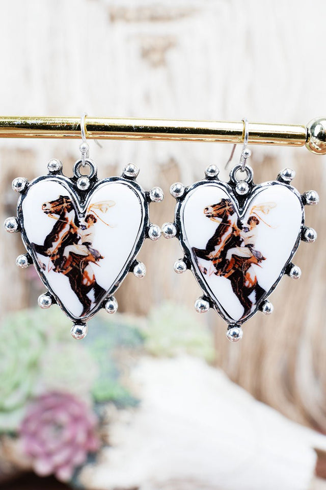 TIPI Rider's Heart Silvertone Studded Earrings - Wholesale Accessory Market