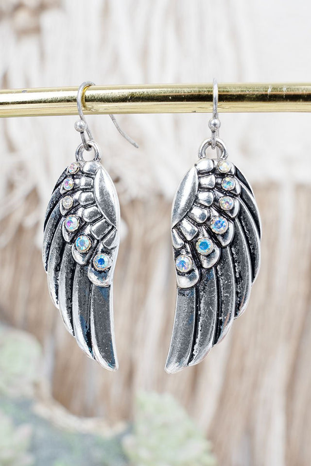 TIPI Iridescent I'll Fly Away Silvertone Earrings - Wholesale Accessory Market