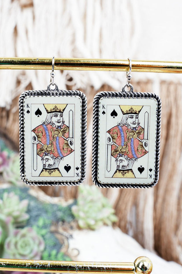 TIPI Blackjack King Silvertone Earrings - Wholesale Accessory Market