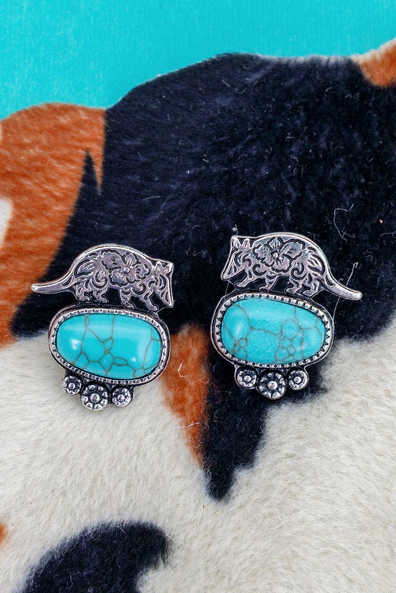 TIPI Frontier Friend Armadillo Turquoise & Silvertone Earrings - Wholesale Accessory Market