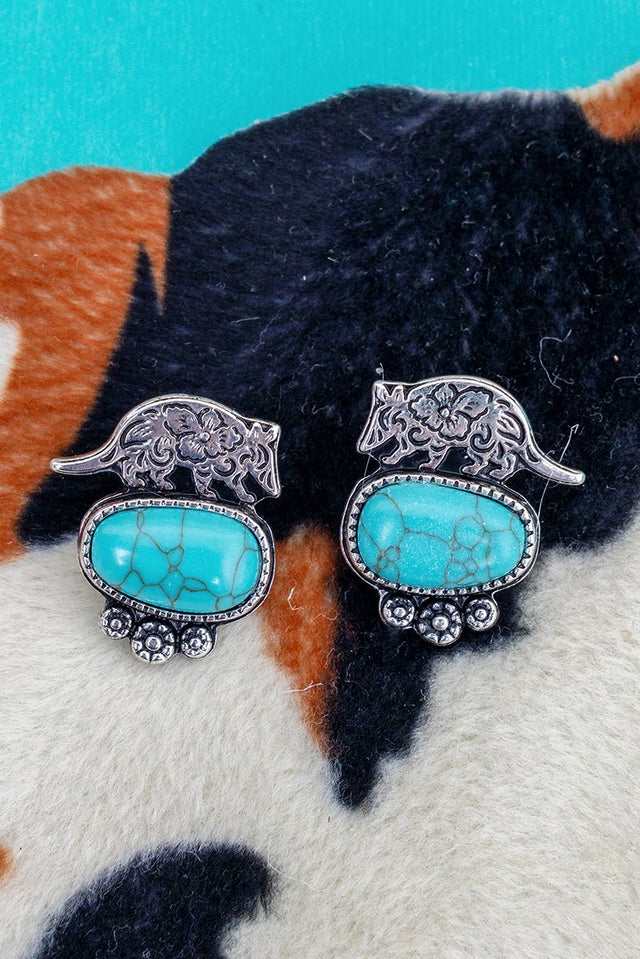TIPI Frontier Friend Armadillo Turquoise & Silvertone Earrings - Wholesale Accessory Market