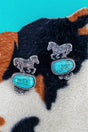 TIPI Farm Friend Horse Turquoise & Silvertone Earrings - Wholesale Accessory Market