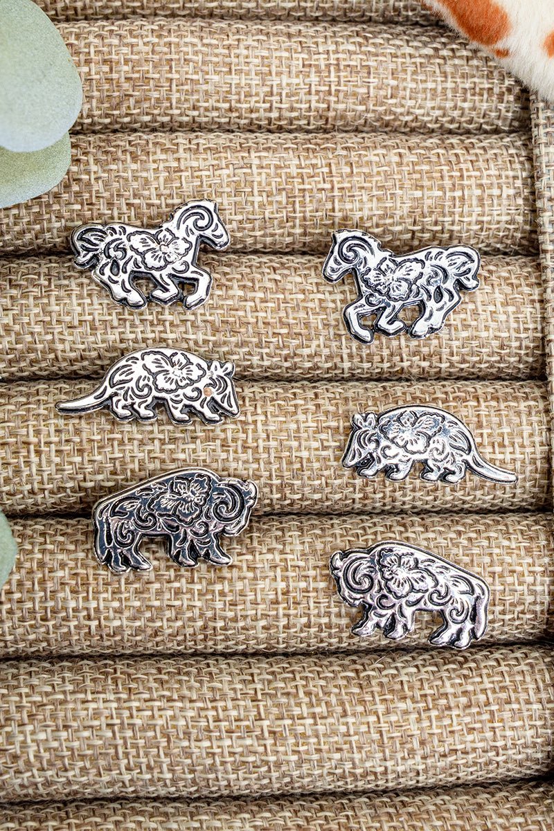 TIPI Frontier Lineup: Horse & Armadillo & Bison Earrings 3 Pair Set - Wholesale Accessory Market