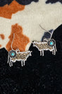 TIPI Turquoise Barnyard Blossom Cow Two-Tone Earrings - Wholesale Accessory Market