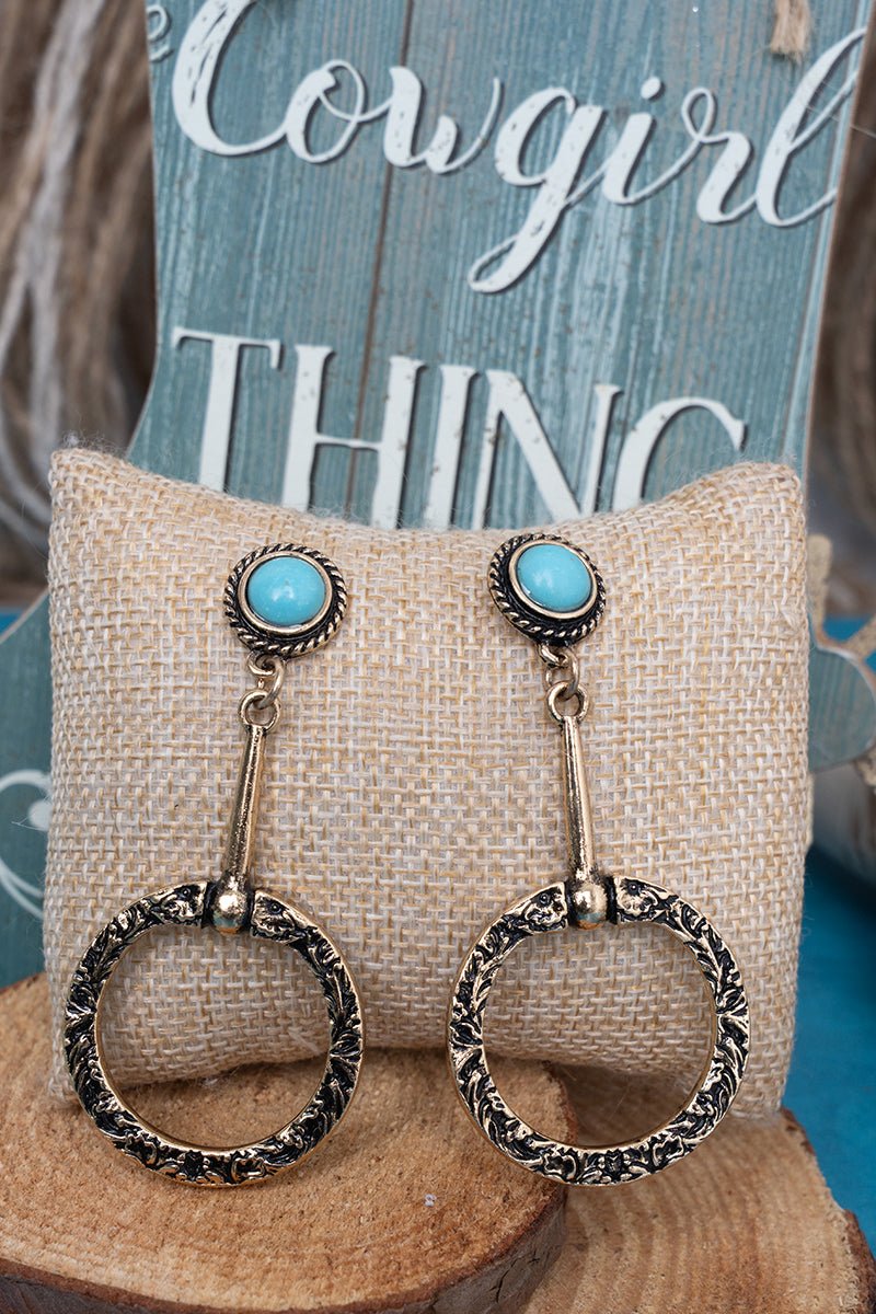 TIPI Turquoise Derby Darling Goldtone Earrings - Wholesale Accessory Market