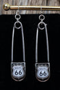 TIPI Route 66 Safety Pin Silvertone Earrings - Wholesale Accessory Market