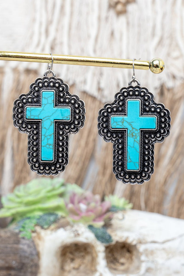 TIPI Turquoise Stoneflare Faith Silvertone Earrings - Wholesale Accessory Market