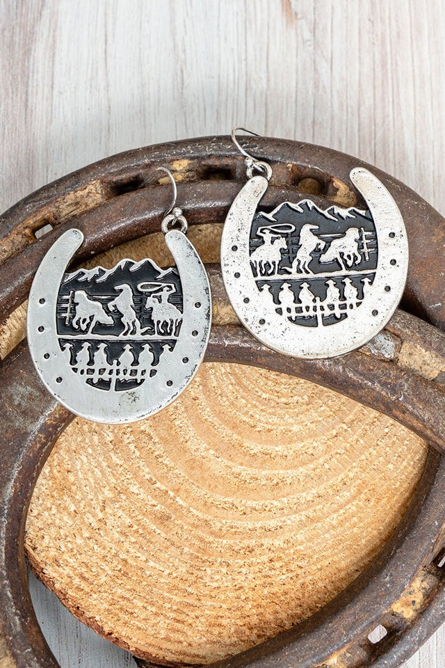 TIPI Cowboy Crossing Silvertone Earrings - Wholesale Accessory Market