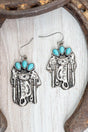 TIPI Turquoise Back In The Saddle Silvertone Earrings - Wholesale Accessory Market