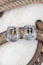 TIPI Horse Creek Buckle Silvertone Earrings - Wholesale Accessory Market