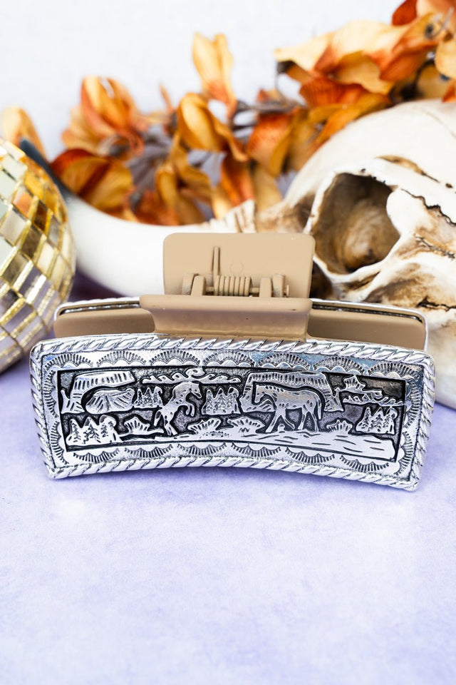 TIPI Silvertone Horse Theme Hair Claw - Wholesale Accessory Market