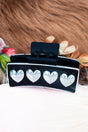 TIPI Black Silvertone Heart Hair Claw - Wholesale Accessory Market