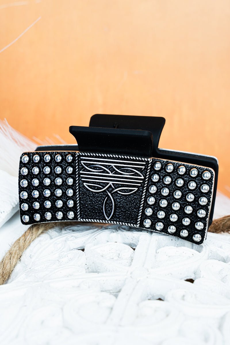 TIPI First Class Cowgirl Silvertone Boot Stitch Hair Claw - Wholesale Accessory Market