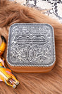 TIPI Metal Cowboy Boot Stitch Brown Small Travel Jewelry Box - Wholesale Accessory Market